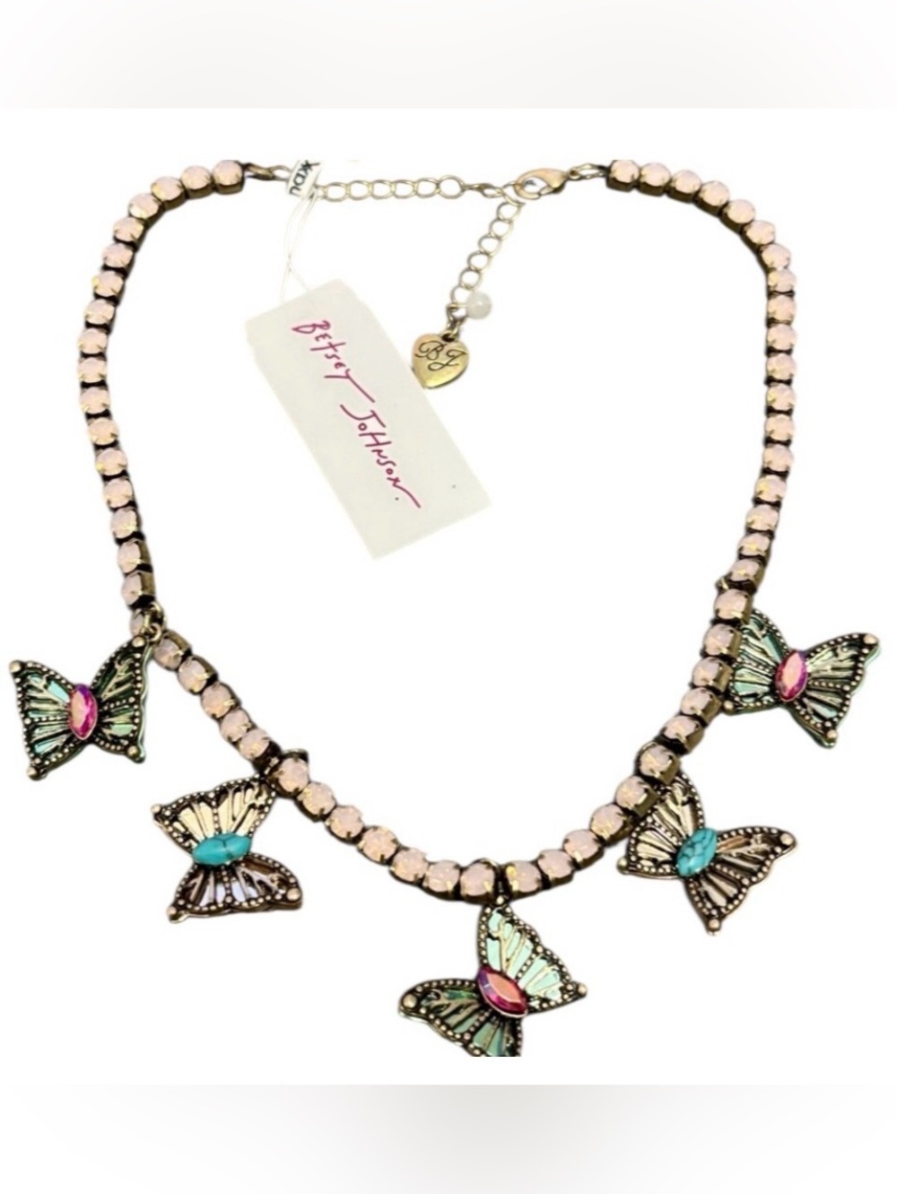 BETSEY JOHNSON Summer Boho Frontal Butterfly Tennis Bib Collar Necklace NEW NWT